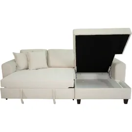trends by hg Eckcouch Polyester mit Bettfunktion 3-Sitzer Beige