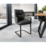 DeLife Freischwinger Zelia-Flex Leder schwarz