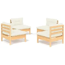 vidaXL Garten-Lounge-Set 4-tlg. creme Kiefernholz