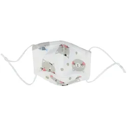 PARSA Beauty Waschbare Mund- und Nasenmaske Kind Print Katze grau