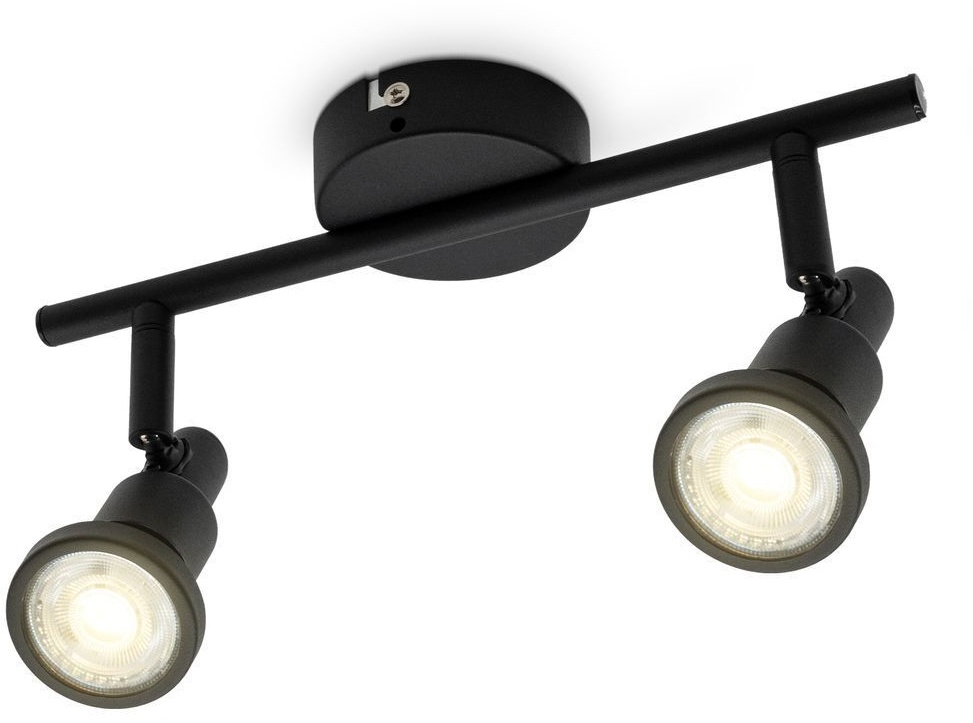 Deckenleuchte Bad LED Decken-Strahler Spot 2x GU10 Schwarz Badezimmer-Lampe IP44