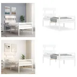 vidaXL Seniorenbett mit Kopfteil 90x200 cm Weiß Massivholz - Seniorenbett - Seniorenbetten - Bett Für Senioren - Betten Für Senioren - Weiß