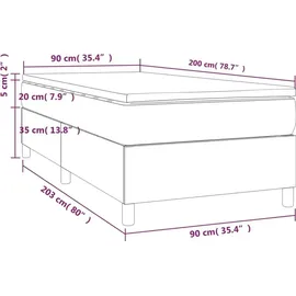 vidaXL Boxspringbett 90 x 200 cm Dunkelgrau