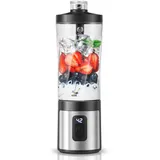 AMZCHEF Tragbarer Mixer 600ml - Smoothie Maker mit 6 Klingen,120W Motor Mixer to Go, 6000mAh -15 Zyklen, IPX6 Wasserdicht, BPA-Frei,Mini-Mixer für Shakes Smoothies Proteinpulver