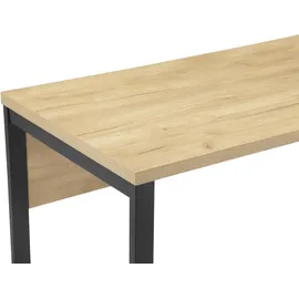 OTTO home Schreibtisch OTTO HOME "Moid", braun (eiche natur, schwarz, eiche natur), B:100cm H:75cm T:50cm, Tische, Schreibtisch, Computertisch, Kabeldurchlass, Metallkufen, Breite 100 cm
