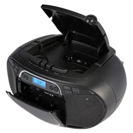Medion E66476 Stereo Sound System (Boombox, CD-Player, MP3, Kassette, tragbarer Kassettenspieler für Kinder, UKW Radio, AUX, Kopfhörer, Netz & Batterie) schwarz