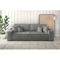 andas 3-Sitzer »FINNLEY Schlafsofa 257 cm, Schlaffunktion mit Bettkasten (200/136cm)«, in Aqua Clean-Bouclé, Struktur fein u. Cord, grau