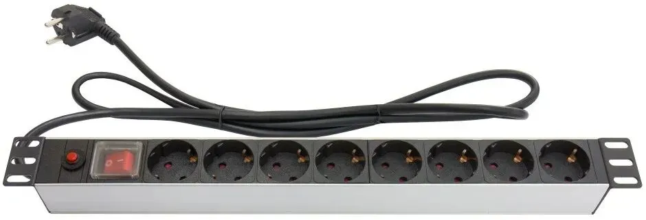 Alcasa GC-N0087 Verlängerungskabel 1,8 m 8 AC-Ausgänge Drinnen Schwarz, Silber