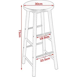 Woltu Barhocker 2er Set 71 cm Dunkelbuche