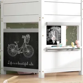 SOFTWEARY Hochbett 90 x 200 cm Kiefer massiv weiß