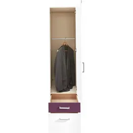 Priess Drehtürenschrank 48 x 193 x 56 cm Lila/Weiß