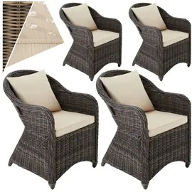 Tectake Korbsessel 60 x 60 x 0 cm grau 4 St.