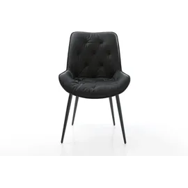 DeLife Esszimmerstuhl Taimi-Flex Echt-Leder Schwarz 4-Fuß konisch Schwarz
