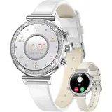 LIGE Luxus Smartwatch fur Damen Schrittzähler mit Echtzeit Blutdruckmessung Smartwatch IP67, Wasserdicht, mit EKG Funktion, Bluetooth Anrufe - Silber