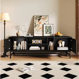 Okwish TV-Lowboard 150x55x38 cm Schwarz Holz