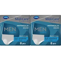 MoliCare Premium MEN PANTS, Diskrete Anwendung bei Inkontinenz speziell für Männer, 7 Tropfen, Gr. M, 1x8 Stück (Packung mit 2)