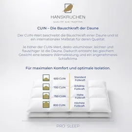 HANSKRUCHEN GmbH HANSKRUCHEN Daunendecke 155x220 cm Medium waschbar Allergiker Ganzjahresdecke atmungsaktiv Kassettendecke weiß - Weiß