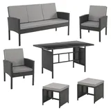 Svita Denver Polyrattan Gartenmöbel Set Essgruppe Lounge Esstisch Schwarz