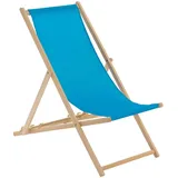 Folding Holzliegestuhl Verstellbarer Reclining Leinwand Strandliege Light Blue