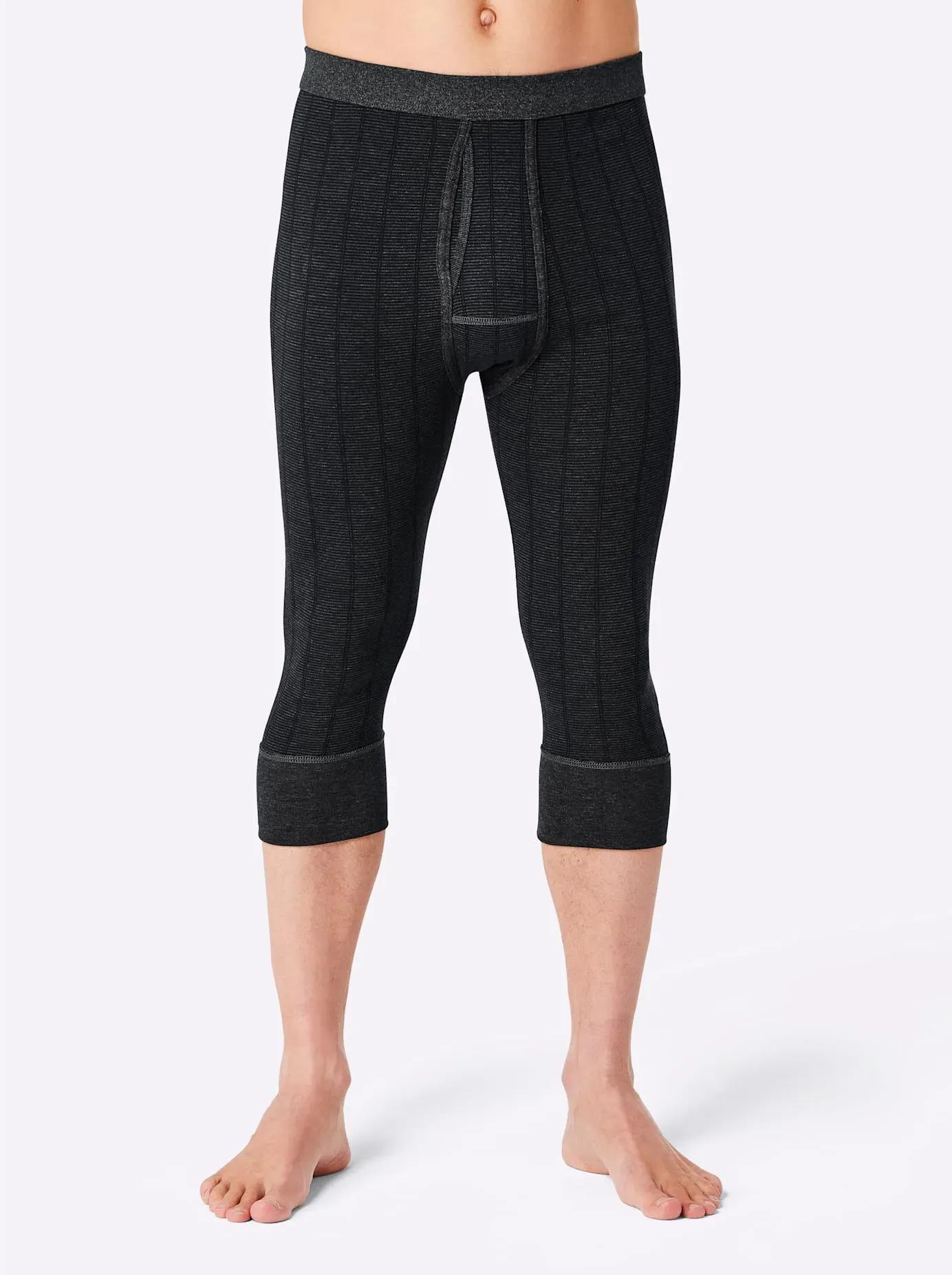 Lange Unterhose WÄSCHEPUR, Herren, Gr. 9, 2 Stk., schwarz (anthrazit, grau), 75% Baumwolle, 25% Polyester, Unterhosen Lange Unterhose