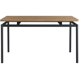 [en.casa] Essgruppe 'Hemnes' 5-teilig 1 Tisch mit 4 Stühlen Textilbezug Stahlbeine Hellbraun - Hellbraun