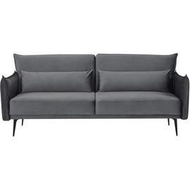 SalesFever 3-Sitzer Sofa Samt Grau mit Schlaffunktion inkl. Zierkissen,