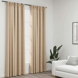 vidaXL Verdunkelungsvorhänge Haken Leinenoptik 2 Stk. Beige 140x245 cm