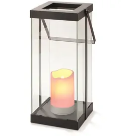 technik@all Technik All LED Design Laternen 2er Set 'Garda' – mit Flackerlicht, Timer & Batterien – Metall & Glas – Innen/Außen - Dunkelgrau