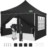 luxuskollektion Faltpavillon 3 x 3 m inkl. Seitenteile Schwarz