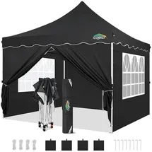 luxuskollektion Faltpavillon 3 x 3 m inkl. Seitenteile Schwarz