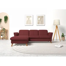 sit&more Ecksofa SIT & MORE "Romero L-Form", rot (bordeaux), B:245cm H:91cm T:178cm, 100% Polyester, Sofas, Ecksofa, wahlweise mit oder ohne Relax-Funktion, Bettfunktion, Bettkasten