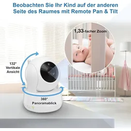 Vtech VM924 Video-Babyphone mit Kamera 5" LCD Display, 31 Stunden Batterielaufzeit Nachtsicht 300 Meter Reichweite Pan-Tilt-Zoom Schlaflieder Beruhi...