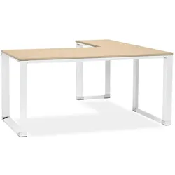 Kadima Design Winkelschreibtisch 170x160cm | L-Form variabel Homeoffice modern | Melaminholz | beige-weißer Computertisch