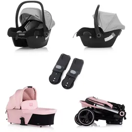 Chipolino Kinderwagen Elite 3 in 1 i-Size Babyschale Sportsitz Babywanne Tasche pink - Rosa