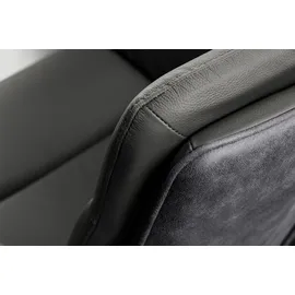Riess-Ambiente Stuhl BIG GEORGE grau Echtleder Microfaser mit Armlehne schwarze Metallbeine Drehbarer