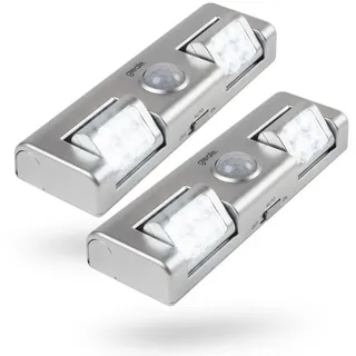 greate 2x LED Lichtleiste mit Bewegungsmelder batteriebetrieben - LED Schrankbeleuchtung mit Bewegungsmelder & einstellbarer Lichtstrahlung für Schrank, Treppe uvm - Schrankbeleuchtung Batterie