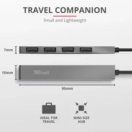 Trust Halyx USB-Hub, 4x USB-A 2.0, USB-A 2.0 [Stecker] (23786)