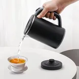 Mini Wasserkocher 800 Ml, Tragbarer Reise-wasserkocher, Kleiner Reise-wasserkocher, 5 Minuten Schnelles Kochen, Mini Camping-wasserkocher, Elektrischer Wasserkocher, Edelstahl (schwarz)