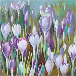 Ambiente 20 Servietten Papier 33x33cm 3-lagig - hochwertige Einweg Papierservietten Krokusse violett weiß Pastell Blumenmotiv Frühling Garten Natur Tischdeko