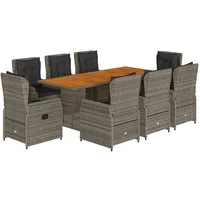 vidaXL Garten-Essgruppe 9-tlg. Grau