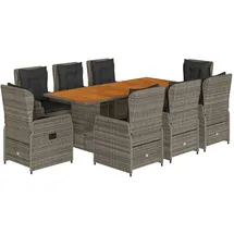 vidaXL Garten-Essgruppe 9-tlg. Grau