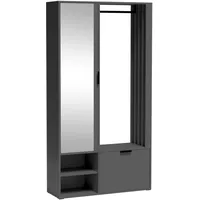 ax living Garderobenschrank Milanoir 100 x 189,4 x 33 cm Grau/Kiefer