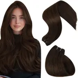 Hetto Echthaar Tressen Extensions Braun Tressen Echthaar Extensions Remy Echthaar Extensions Tressen Haarverlängerung Dunkelbraun #4 100g 55 cm