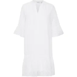 A-Linien-Kleid B.YOUNG "A-Linien-Kleid BYFRIKKE VNECK DRESS -", Damen, Gr. 46, N-Gr, weiß (sanftes weiß), Obermaterial: 100% Polyester PES., unifarben, A-Linie kurz, V-Ausschnitt, Kleider