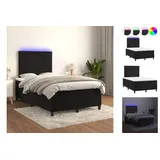 vidaXL Boxspringbett mit Matratze & LED Schwarz 120x200 cm Samt