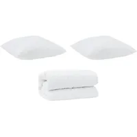 VidaXL Bettdecke mit Kissen 3 pcs Weiß Mikrofaser