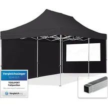 TOOLPORT Faltpavillon Economy 3 x 6 m inkl. 2 Seitenteile schwarz 59030