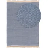benuta Kunstloft Teppich, Blau, Textil, Beton Optik, Rechteckig, 200x1 cm, Gots, pflegeleicht, Teppiche & Böden, Teppiche, Naturteppiche