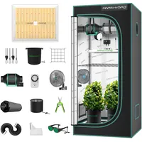 Mars Hydro Growzelt Komplettset TS1000 Led Grow Lampe 150W 80x80x160cm Grow Tent 1680D hohe reflektierende Mylar mit 4" Ventilation System mit Temperatur-Feuchtigkeits-Controller, 6“ Clip Fan