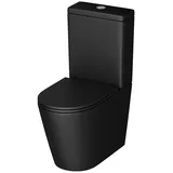 doporro Design Stand WC 108T inkl. Softclose Absenkautomatik 36x63x82cm Stand-Toilette Schwarz spülrandlos